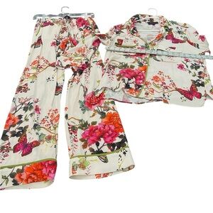 Hale Bob Floral Pajama Set with Pink and Red Accents